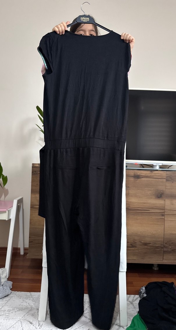 Siyah Uzun Kollu Salaş Tulum - Görsel 2