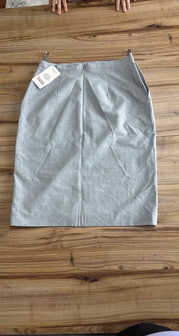 Gri Midi Keten Kalem Etek - Görsel 2