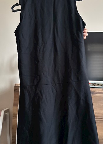 Siyah V Yaka  Midi Elbise - Görsel 2