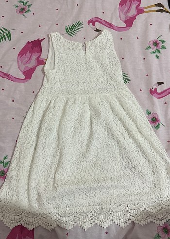 Kız Çocuk Dantelli Beyaz Bohem Elbise - Görsel 2