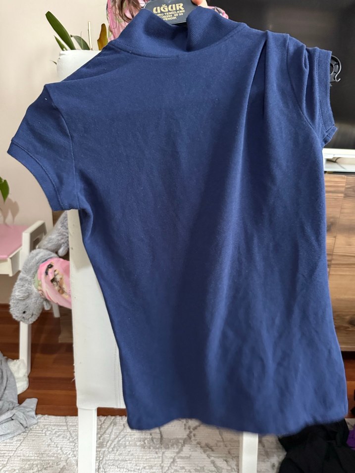 Kız Çocuk Lacivert Kısa Kollu Polo Tişört - Görsel 2