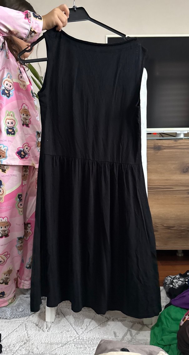 Siyah Midi Hamile Elbisesi - Görsel 2