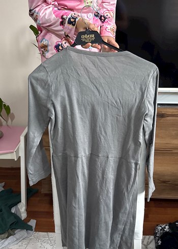 Gri Midi Hamile Tunik Pilili - Görsel 2