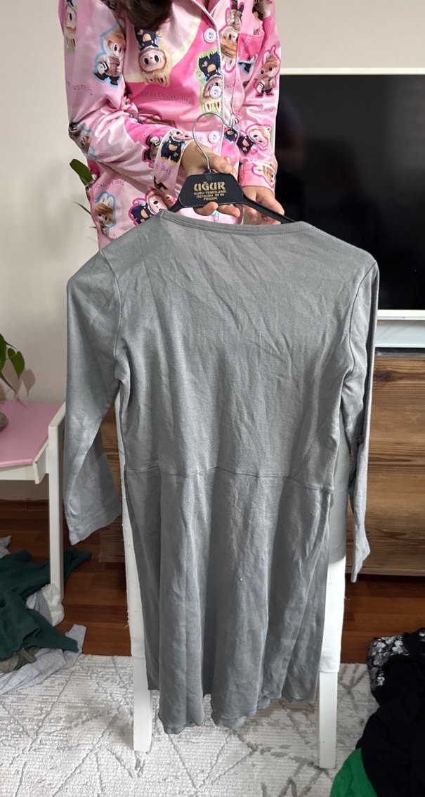 Gri Midi Hamile Tunik Pilili - Görsel 2