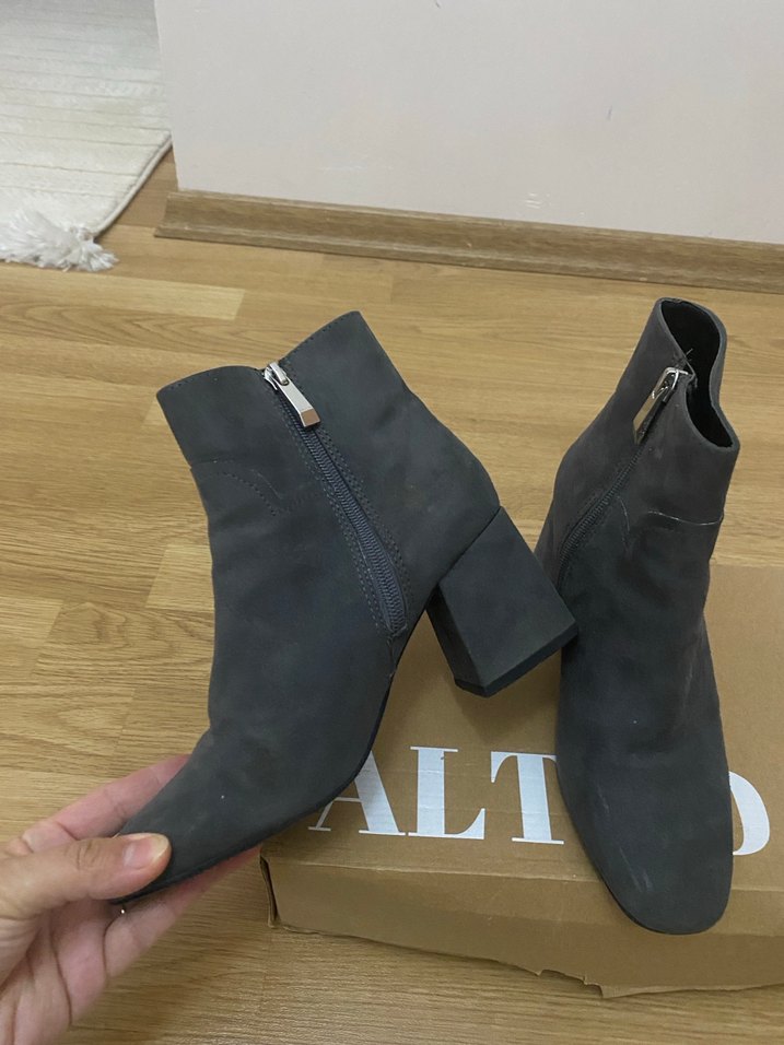 Antrasit Süet Topuklu Bot - Görsel 3