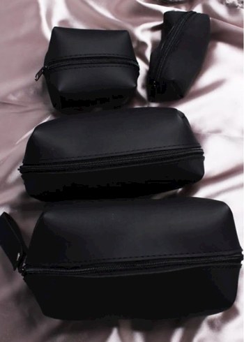 Fermuarlı Siyah Deri Makyaj çantası - Görsel 2