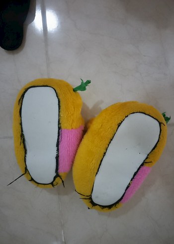 Kız Çocuk Sarı Renkli Peluş Sıcak Terlik - Görsel 2