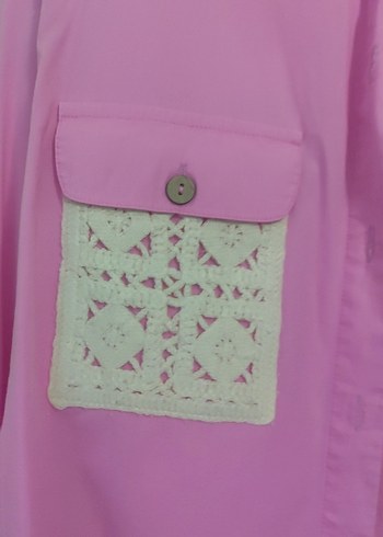 şeker Pembesi Düğmeli yazlık gömlek - Görsel 3