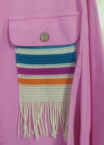 şeker Pembesi Düğmeli yazlık gömlek - Görsel 4