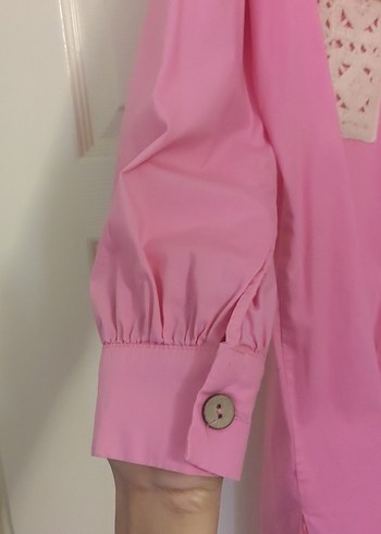 şeker Pembesi Düğmeli yazlık gömlek - Görsel 5