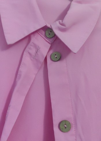 şeker Pembesi Düğmeli yazlık gömlek - Görsel 6