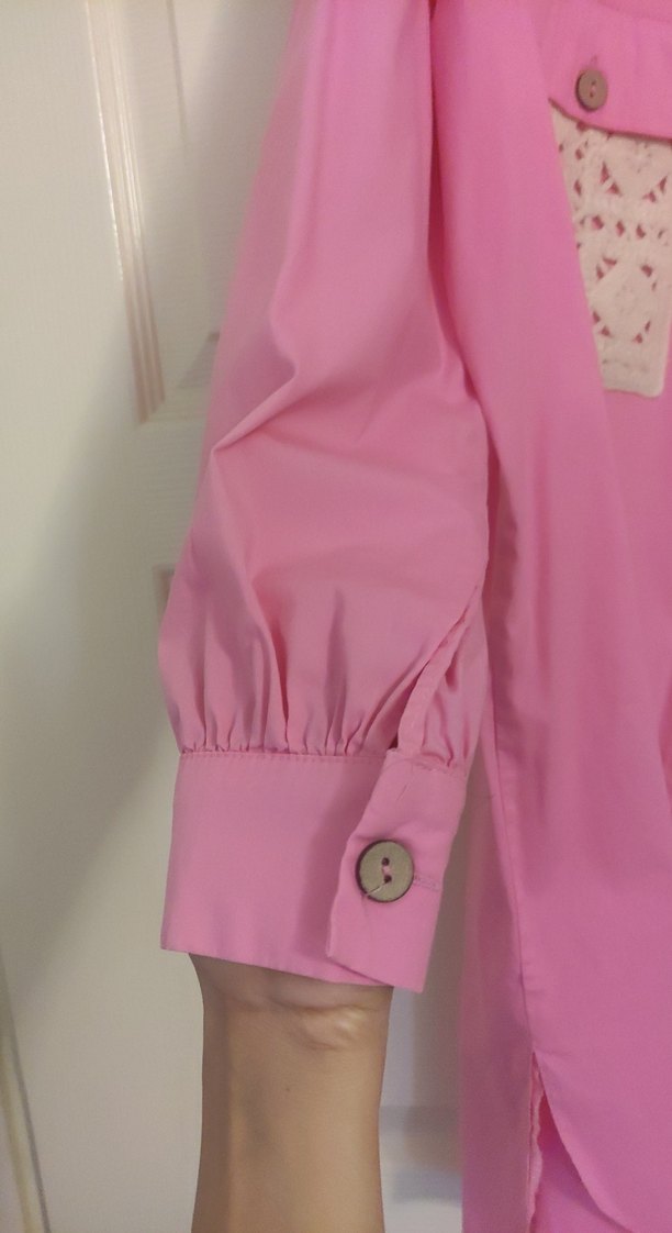 şeker Pembesi  Düğmeli  yazlık gömlek - Görsel 5