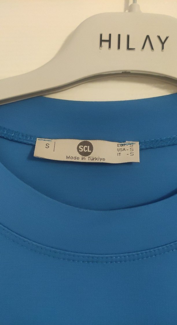 canlı mavi Seçil store marka small beden günlük şık tişört - Görsel 3