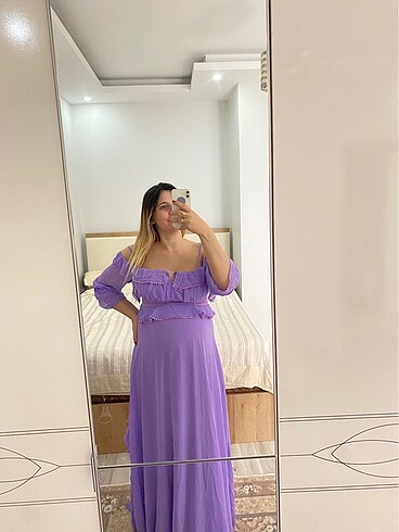 xl Beden Hamile elbise lila