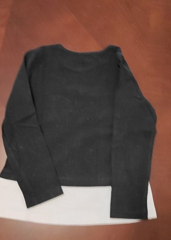 Düğmeli Siyah Kız Çocuk Sweatshirt - Görsel 2