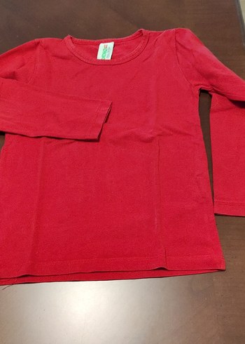 Kız Çocuk Kırmızı Uzun Kollu Basic Tişört - Görsel 2