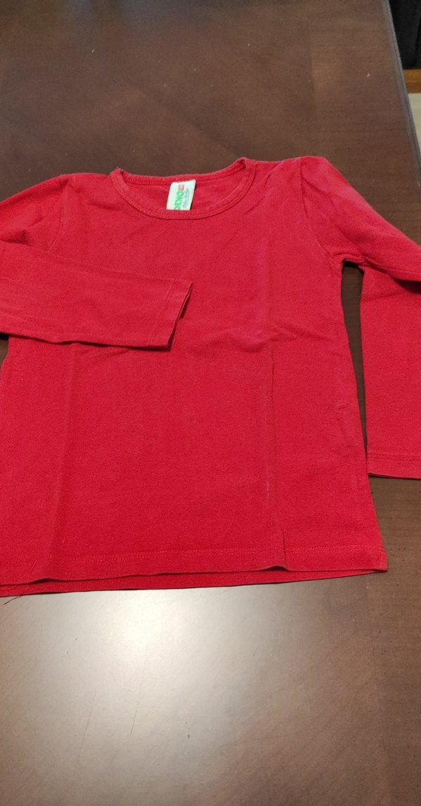 Kız Çocuk Kırmızı Uzun Kollu Basic Tişört - Görsel 2