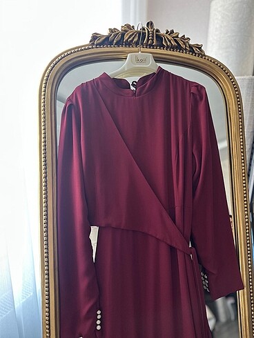 Pınar Şems Pınar lens tasarım 40 beden bordo elbise