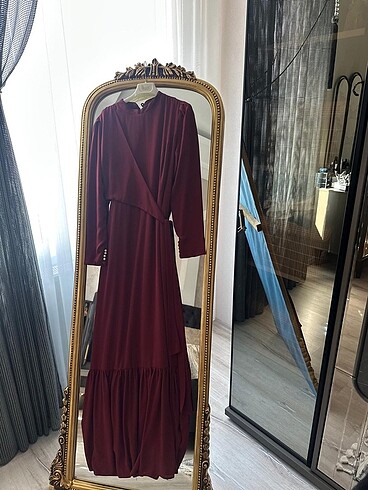 Pınar lens tasarım 40 beden bordo elbise
