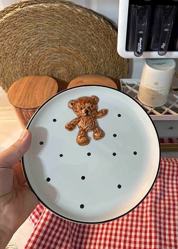 Kahverengi Ayıcık Desenli Tabak