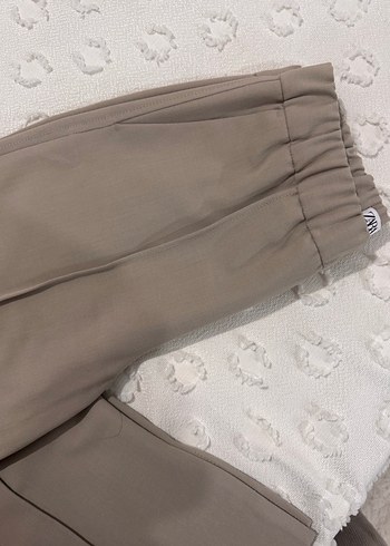 Bej Midi Keten Pilili Kadın Pantolon - Görsel 3