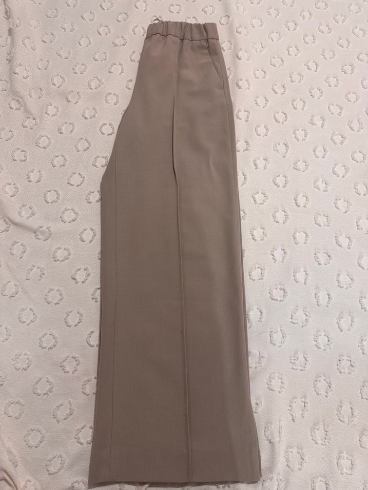 Bej Midi Keten Pilili Kadın Pantolon - Görsel 2