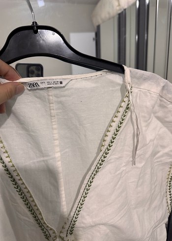 İşlemeli V Yakalı Uzun Bohem Bluz - Görsel 4