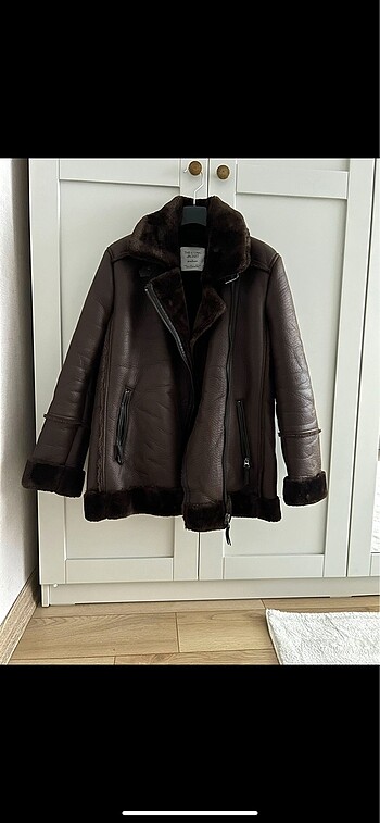 s Beden Stradivarius Suni Kürk Biker Ceket