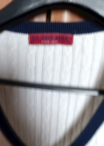 s Beden V Yaka Beyaz Örgü Pamuklu Kadın Kazak