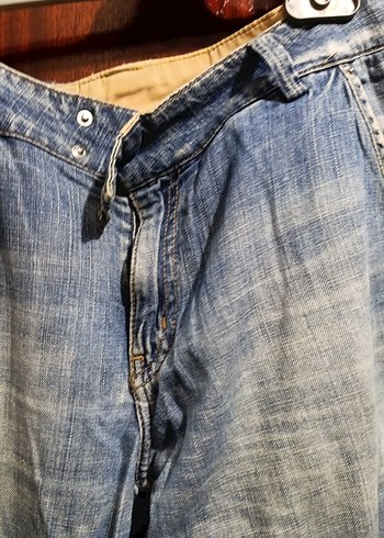 Mavi Bol Kesim Kot Pantolon - Görsel 5