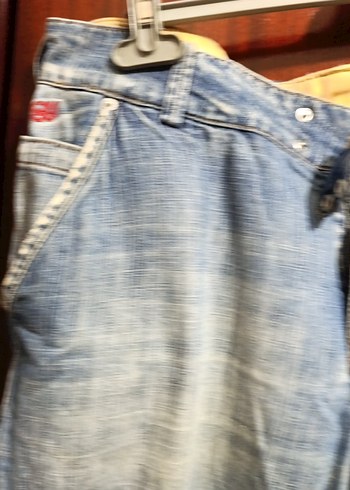 Mavi Bol Kesim Kot Pantolon - Görsel 4