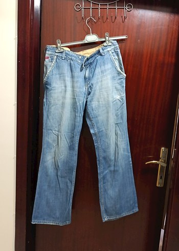 Mavi Bol Kesim Kot Pantolon - Görsel 2