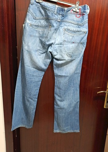 Mavi Bol Kesim Kot Pantolon - Görsel 6