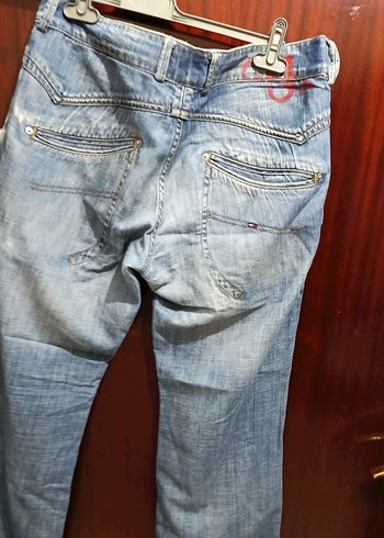 Mavi Bol Kesim Kot Pantolon - Görsel 7