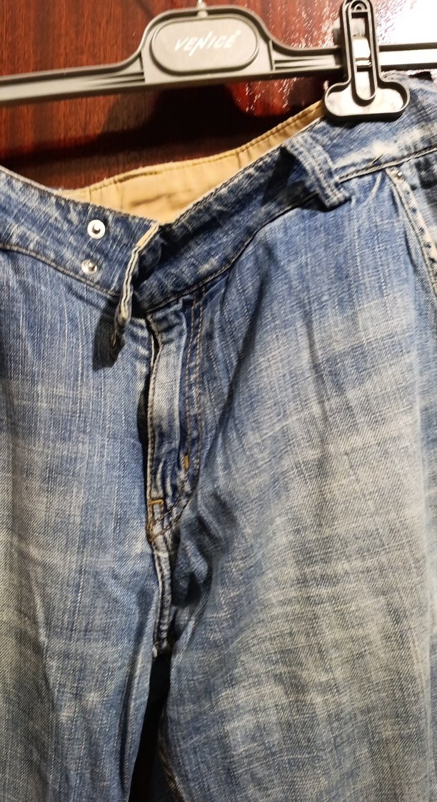 Mavi Bol Kesim Kot Pantolon - Görsel 5