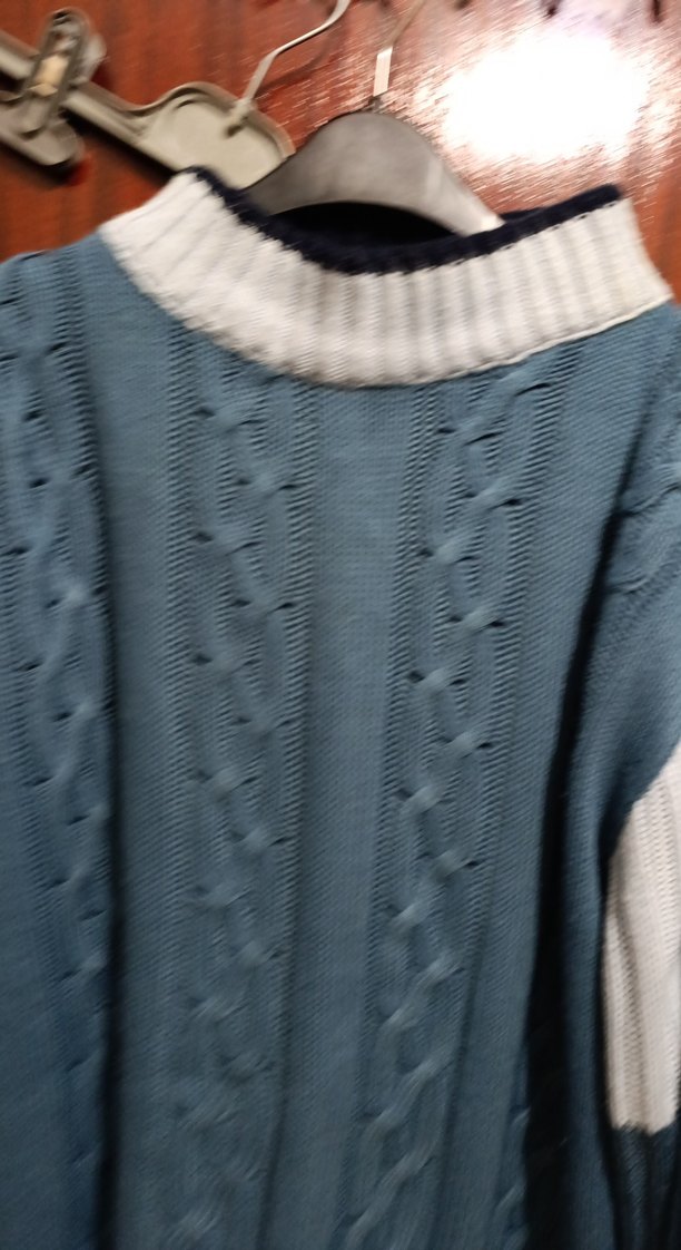 Erkek  Örgü Mavi Triko Kazak - Görsel 2