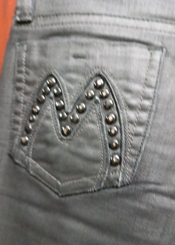 siyah yalanmış kumaş  görünümlü kot Kadın   Pantolon - Görsel 11