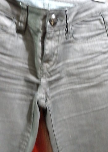 siyah yalanmış kumaş  görünümlü kot Kadın   Pantolon - Görsel 7