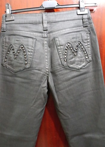 siyah yalanmış kumaş  görünümlü kot Kadın   Pantolon - Görsel 10