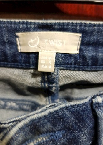 Nakışlı Kadın Mavi Denim Pantolon - Görsel 5