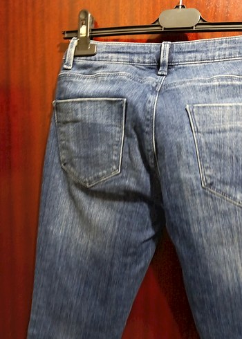 Nakışlı Kadın Mavi Denim Pantolon - Görsel 10