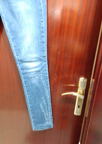 Nakışlı Kadın Mavi Denim Pantolon - Görsel 3