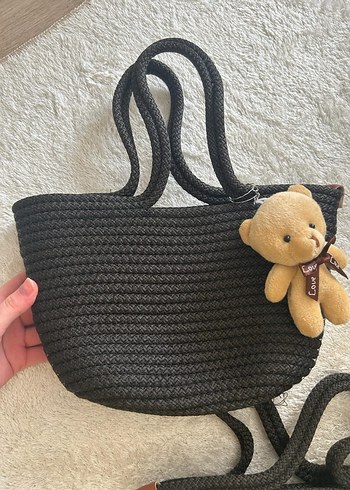 siyah örgü çanta yeni - Görsel 3