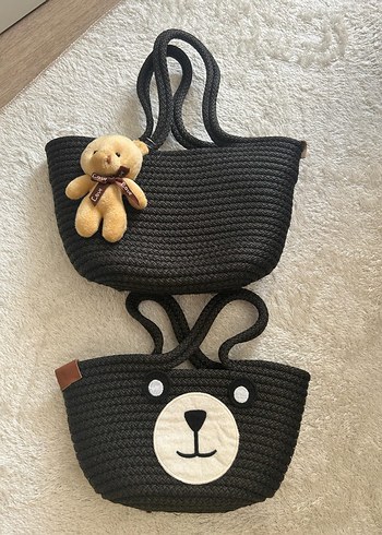 siyah örgü çanta yeni - Görsel 2