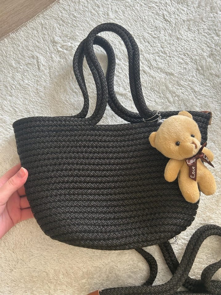 siyah örgü çanta yeni - Görsel 3
