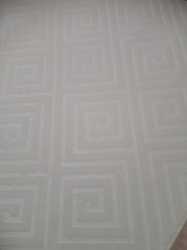 Soyut Desenli Beyaz Gri Modern Halı - Görsel 2