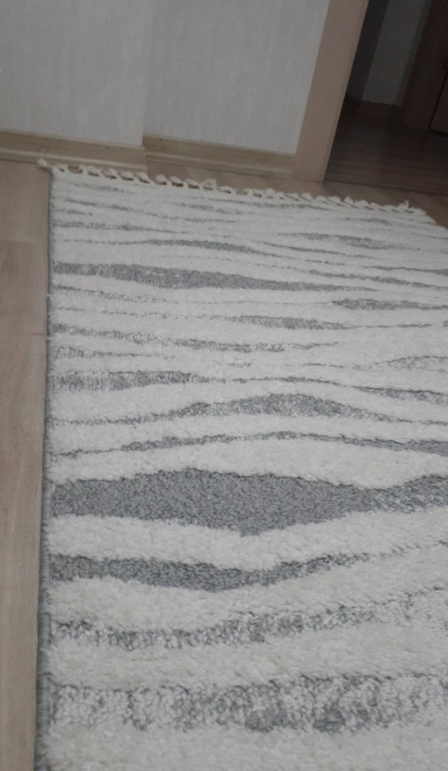 bohem shangy halı Gri Zebra Desenli Çağdaş Halı - Görsel 3