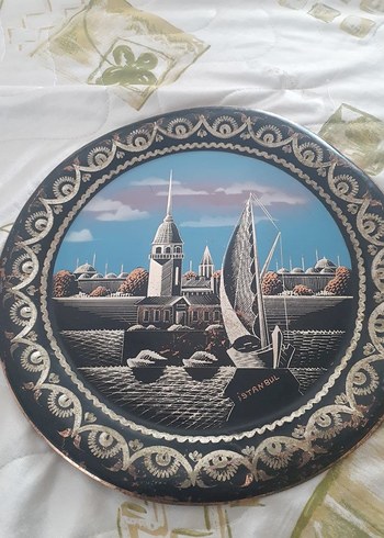 Beden İstanbul Temalı Dekoratif Tabak antika 70 yıllık