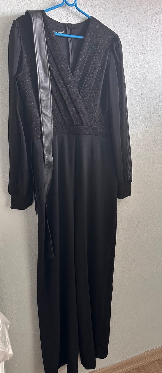 Kadın Siyah Uzun Goth Tulum - Görsel 4