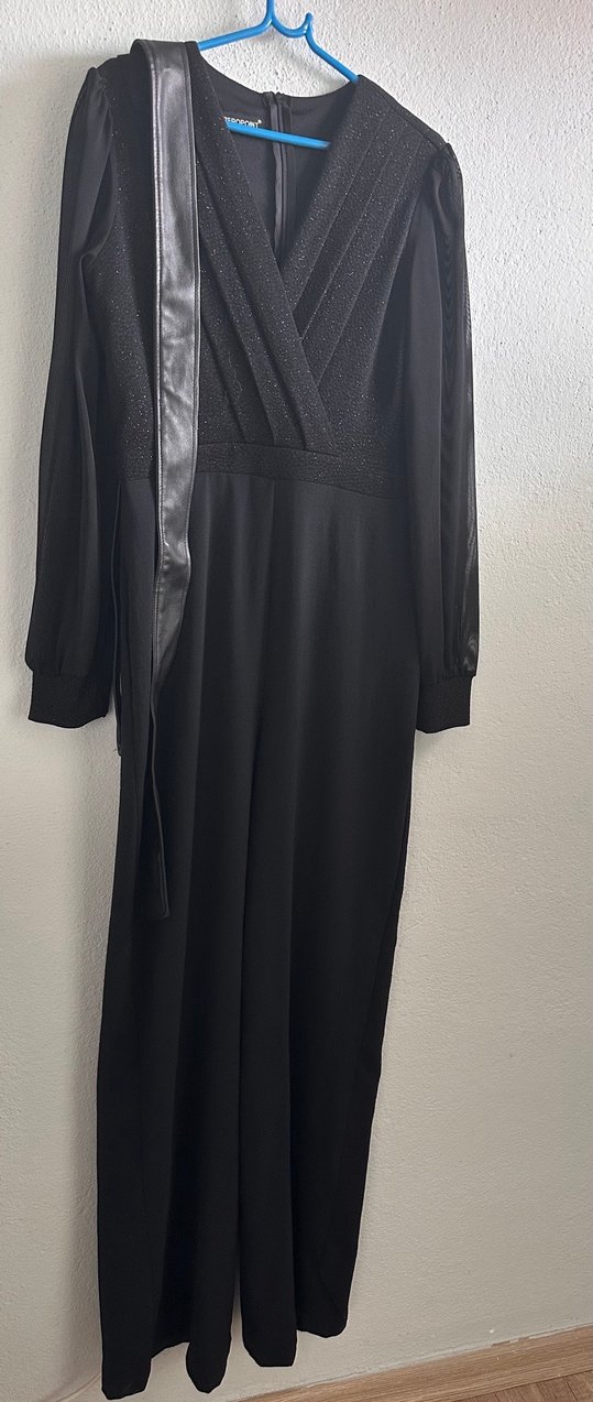 Kadın Siyah Uzun Goth Tulum - Görsel 5